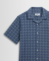 Didcot - Blue Tile Print Short-Sleeve Shirt