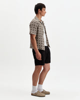 Didcot - Ecru And Black Tile Print Short-Sleeve Shirt