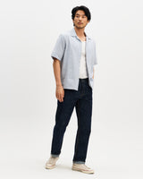 Didcot - Blue Double-Weave Seersucker Short-Sleeve Shirt