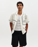 Didcot - Ecru And Navy Grid Flower Short-Sleeve Shirt