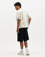 Didcot - Ecru And Navy Grid Flower Short-Sleeve Shirt