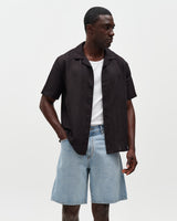 Didcot - Black Silk Linen Short-Sleeve Shirt