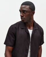 Didcot - Black Silk Linen Short-Sleeve Shirt