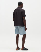 Didcot - Black Silk Linen Short-Sleeve Shirt