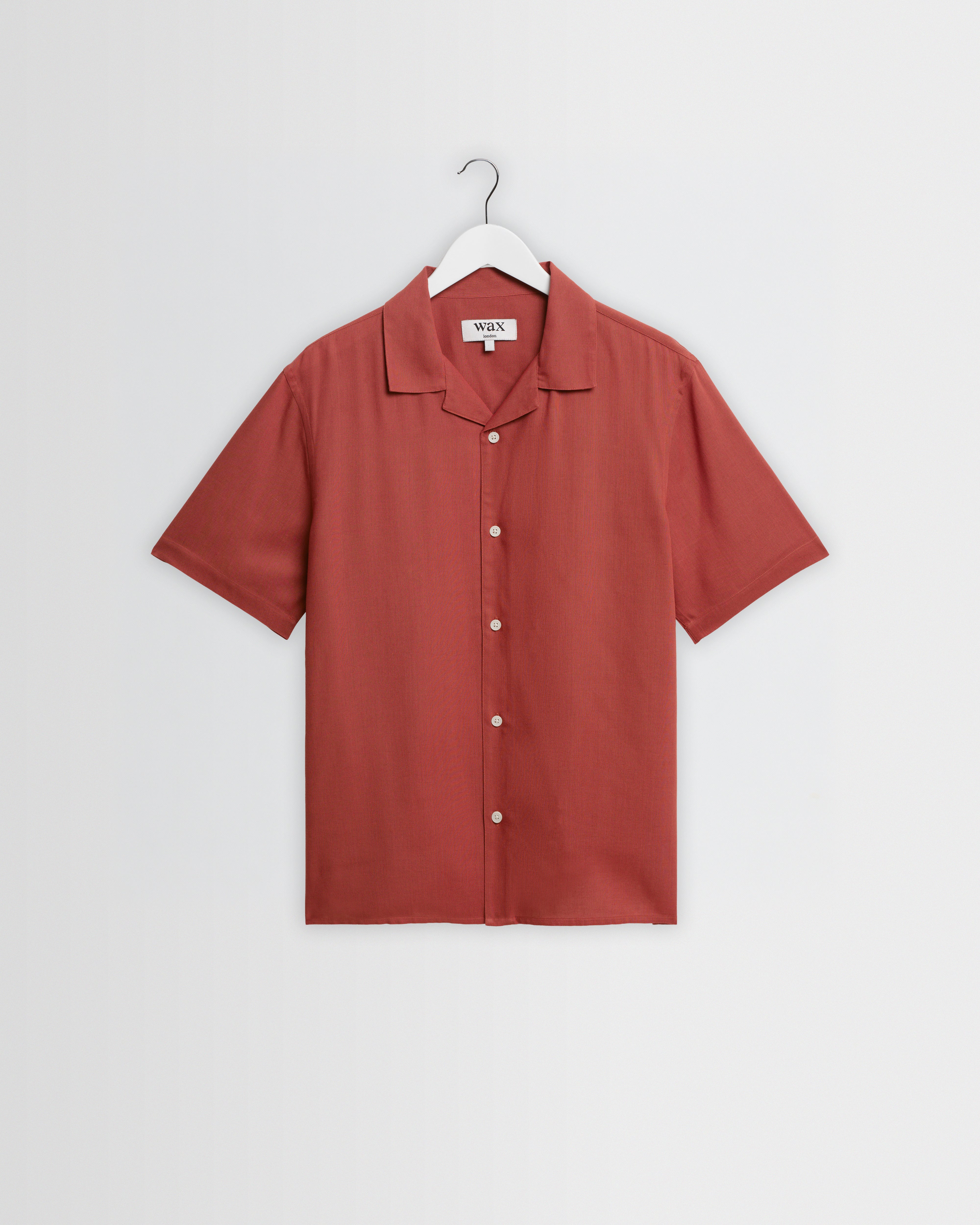 Men's Rust Silk Short-Sleeve Shirt | Wax London