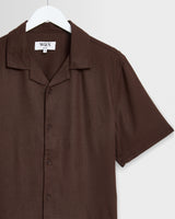 Didcot - Brown Silk Short-Sleeve Shirt