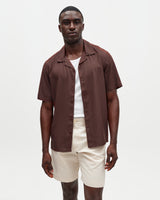 Didcot - Brown Silk Short-Sleeve Shirt