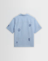 Didcot - Blue And Ecru Doodle Seersucker Short-Sleeve Shirt