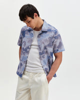 Didcot - Blue Watercolour Print Short-Sleeve Shirt