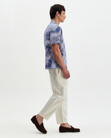 Didcot - Blue Watercolour Print Short-Sleeve Shirt