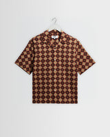 Didcot - Rust Tile Print Seersucker Short-Sleeve Shirt