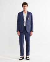 Alp - Mid Blue Linen Slim Fit Trousers