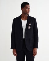 Fintry - Navy Linen Single-Breasted Blazer