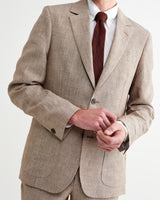 Fintry - Natural And Brown Stripe Linen Single-Breasted Blazer
