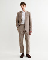 Alp - Natural And Brown Stripe Linen Slim Fit Trousers