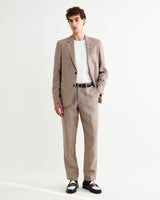 Fintry - Natural And Brown Stripe Linen Single-Breasted Blazer