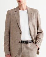 Fintry - Natural And Brown Stripe Linen Single-Breasted Blazer