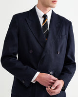 Vigo - Navy Linen Double-Breasted Blazer