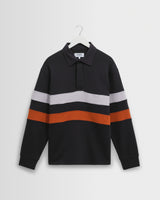 Rowhill - Navy Stripe Panelled Loopback Rugby Shirt