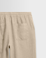 Glencoe - Beige Washed Linen Loose Fit Trousers