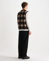 Gower - Brown And Black Check Wool Gilet