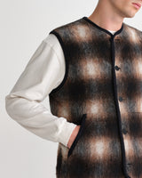 Gower - Brown And Black Check Wool Gilet