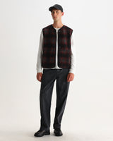 GOWER GILET ELM WOOL BLEND CHECK RED / BLACK