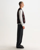 GOWER GILET ELM WOOL BLEND CHECK RED / BLACK