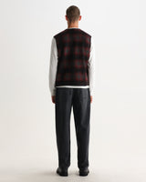 GOWER GILET ELM WOOL BLEND CHECK RED / BLACK
