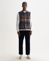 GOWER GILET ARI WOOL BLEND CHECK OATMEAL / MULTI