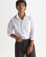 HALCOMB L/S SHIRT MULTI STRIPE COTTON ECRU / MULTI