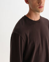HAYDEN L/S TEE EMORISED COTTON DARK BROWN
