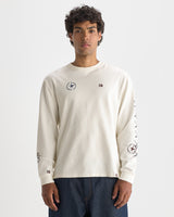 HAYDEN L/S TEE SPLIT EMBROIDERY OFF WHITE / MULTI