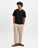Hill - Black Slub Organic Cotton Henley T-Shirt