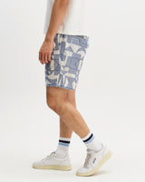 Kurt - Ecru And Blue Geometric Embroidered Shorts