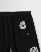 Kurt - Black Round Applique Cotton Shorts