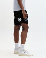 Kurt - Black Round Applique Cotton Shorts