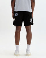 Kurt - Black Round Applique Cotton Shorts