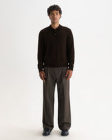 Lawrie - Dark Brown Long-Sleeve Knitted Polo