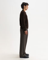 Lawrie - Dark Brown Long-Sleeve Knitted Polo