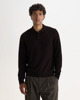 LAWRIE L/S POLO SOFT MERINO WOOL DARK BROWN