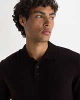 LAWRIE L/S POLO SOFT MERINO WOOL DARK BROWN