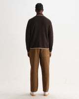 LENNOX L/S ZIP POLO WOOL COTTON FLECK BROWN / NATURAL
