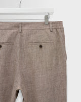 Malham - Natural And Brown Stripe Linen Wide Fit Trousers