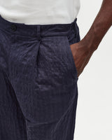 Malham - Navy Dobby Cotton Wide Fit Trousers