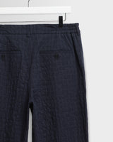 Malham - Navy Dobby Cotton Wide Fit Trousers