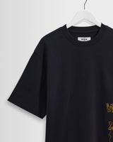 Milton - Navy And Gold Trailing Logo Organic Cotton T-Shirt