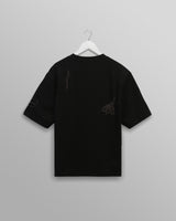 wax london men's Milton - Black Embroidered Organic Cotton T-Shirt