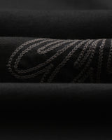 wax london men's Milton - Black Embroidered Organic Cotton T-Shirt