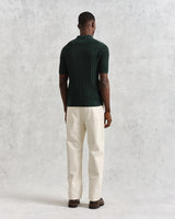 wax london men's Naples - Dark Green Textured Knitted Polo Shirt